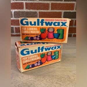 Lot Of 2 GULF‎ WAX PARAFFIN WAX FOR CANNING CANDLE MAKING & MORE IN VTG 2 Pounds